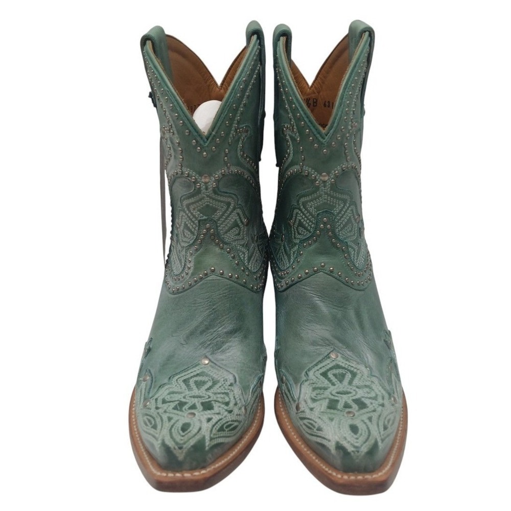 Lucchese M4977 Women's 7.5 B Turquoise Teal Leather Studded Western Boots NOS - Picture 9 of 16